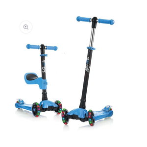 LaScoota 2-in-1 Kids Kick Scooter, Adjustable Height Handlebars and Removable Seat, 3 LED Lighted Wheels and Anti-Slip Deck, for Boys & Girls Aged 3-12 and up to 100 Lbs.