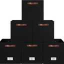 FinishingBo 6-Pack Storage Cubes with Handles & Label Holders Basket, Closet Cube Home Organizer Bins(Black, 13 x 13 x 13 inch)