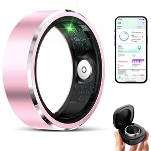 Smart Ring for Women Men, Fitness Tracker with Heart Rate/Blood Oxygen/Blood Pressure/Sleep/Pedometer Monitor, No Subscription Fee, IP68 Waterproof Health Rings for iOS & Android (Pink)