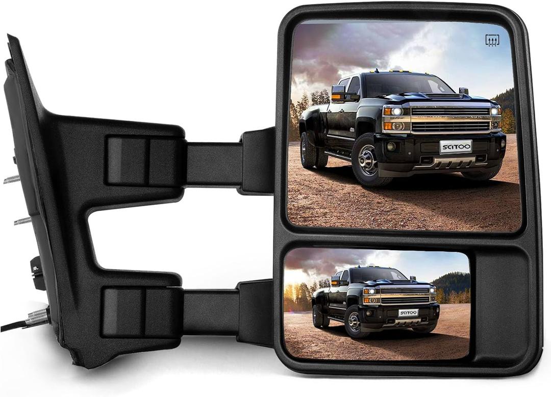 SCITOO Passenger Right Side View Mirror fit 2008-2016 for Ford for F250 for F350 for F450 for F550 Super Duty with Power Control Heated Manual Telescoping Manual Folding and Turn Signal Feature
