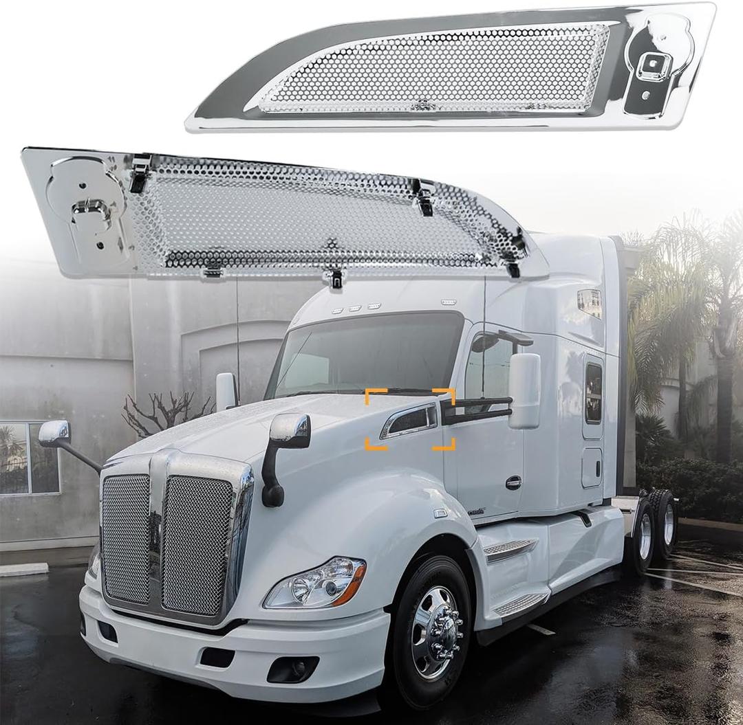 Chrome Hood Grille for Kenworth T680 2013-2021 Side Air Intake Vent Grille Replacement Kenworth T680 Truck Accessories Right Passenger Side Air Intake Vent Grille (R)