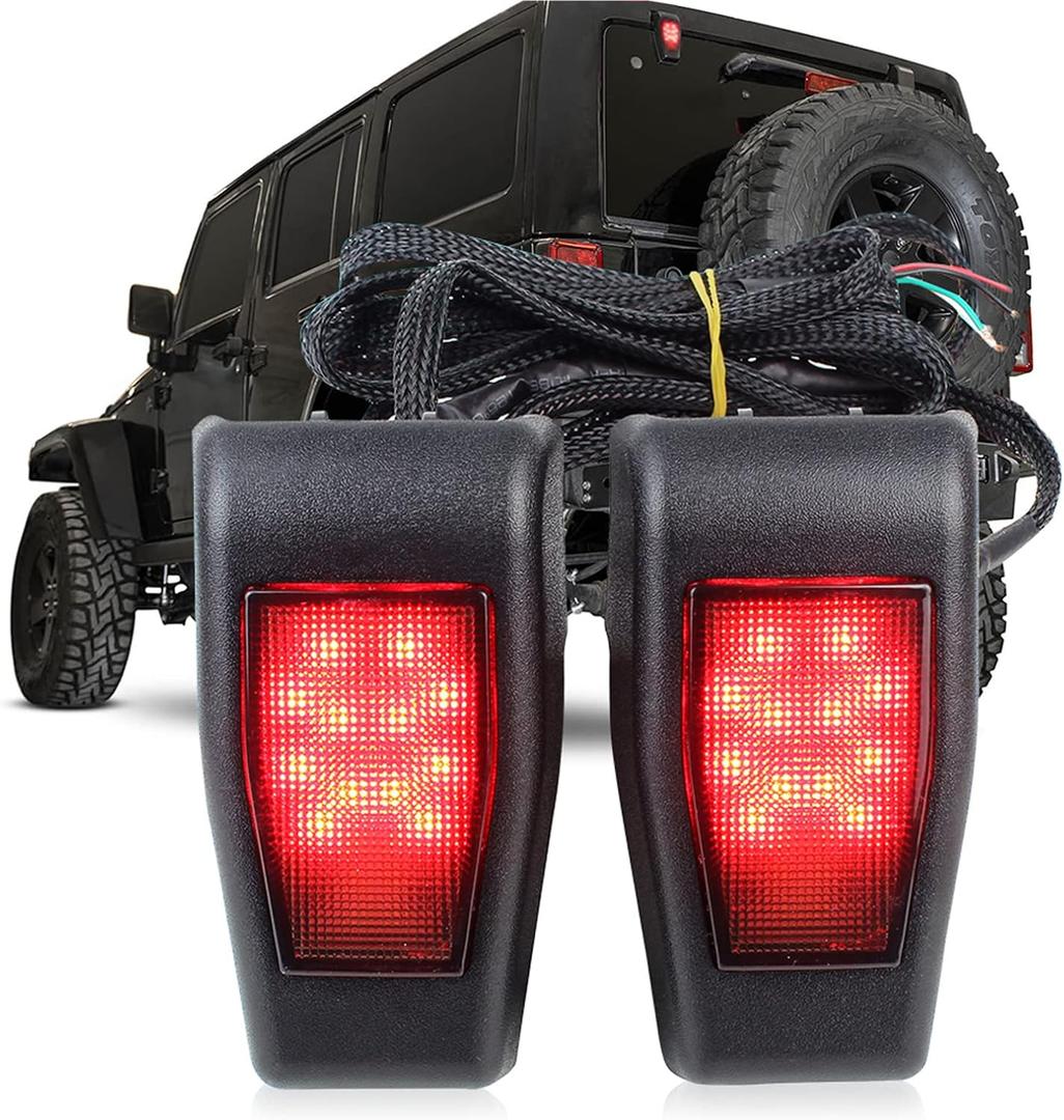LED 3rd Brake Lights Tailgate Rear Lamp for Jeep Wrangler JK JKU 07-17 2 pcs (Red)