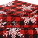 JSD Red Buffalo Plaid Snowflakes Sheet Set King Size, 4 Piece Christmas Winter Microfiber Bedding Sheets Extra Deep Pocket