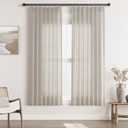 Apricot Pinch Pleat Linen Curtains 63 Inch Length 2 Panels Set for Bedroom Dinging Room Semi Sheer Boho Farmhouse Neutral Window Curtains 63 Inches Long for Living Room Nursery 40x63