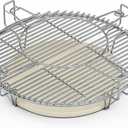 SafBbcue 18" Cooking Grate System for Kamado Joe Classic and Other Kamado Grills, Multi-Level Cooking Rack for Large Big Green Egg BGE Charcoal Grill, Flexible Grill Grate Base Set with Heat Deflector