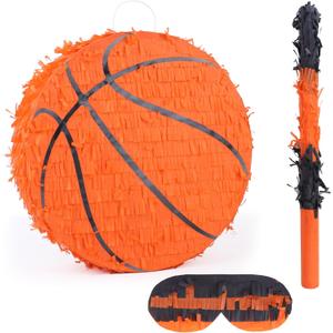 Basketball Pinata Bundle with a Blindfold and Bat(13 x 13 x 4 Inches),Soccer Ball Pinata for Birthday Party Boys, Perfect for Birthday Party, Sport Theme Party, Decoration