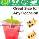 5 x Aatriet 9 oz Clear Plastic Cups, 50 Pack Classic Clear Disposable Wine Cups for Wedding & Party, Elegant Cocktail Cup, Plastic Tumblers for Iced Coffee, Cold Beverage