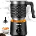 5 In 1 Milk Frother, Electric Milk Frother and Steamer 11.8oz Automatic Milk Steamer Hot & Cold Foam Maker, Milk Warmer Dishwasher Safe & Silent Working for Coffee,Latte,Cappuccino,Hot Chocolate (DarkBlack)