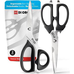 DI ORO Heavy Duty Kitchen Shears - All Purpose - Sharp Scissors for Food, Meat, & Herbs - Stainless Steel Kitchen Shears Heavy Duty & Dishwasher Safe - Bone Cutting Scissors