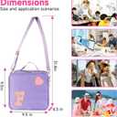 Insulated Nylon Lunch Box for Girls, Kids, and Women-Stylish Purple Preppy Large Lunch Bag with Adjustable Strap and Chenille Letter 'F', Tote for School, Travel, and Picnics-Ideal Preppy Stuff Choice