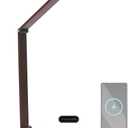 Neatfi (New Model) LED Table Lamp with Round Base, Touch Control, 9W, Dimmable, 3 Light Modes, 3000-6500K, Eye-Caring Task Light with USB Charging Port for Home and Office (Brown)