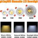 LightingWill 2inch LED Dimmable Downlight, 3W COB Recessed Ceiling Light, Warm White 3000K-3500K, CRI80, 25W 220LM Halogen Bulbs Equivalent, White (4 Pack)