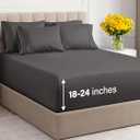 Extra Deep Queen Sheet Set - 6 Piece Breathable & Cooling Sheets - Hotel Luxury Bedding Set with 18-24 Inch Extra Deep Pockets - Easy Fit - Super Soft, Wrinkle Free and Comfy - Charcoal, Queen Size