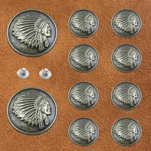 10pcs 34mm (1.34inch) Screw Back Buttons for Leather Indian Chief Style Screw Back Coin Screw Back Buttons Leather Craft Ornament Leather Decoration for Wallets Belts Vests Bags