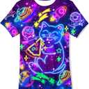 Kids Funny Graphic Polyester Colorful T Shirt for Boys Girls Size 4-14