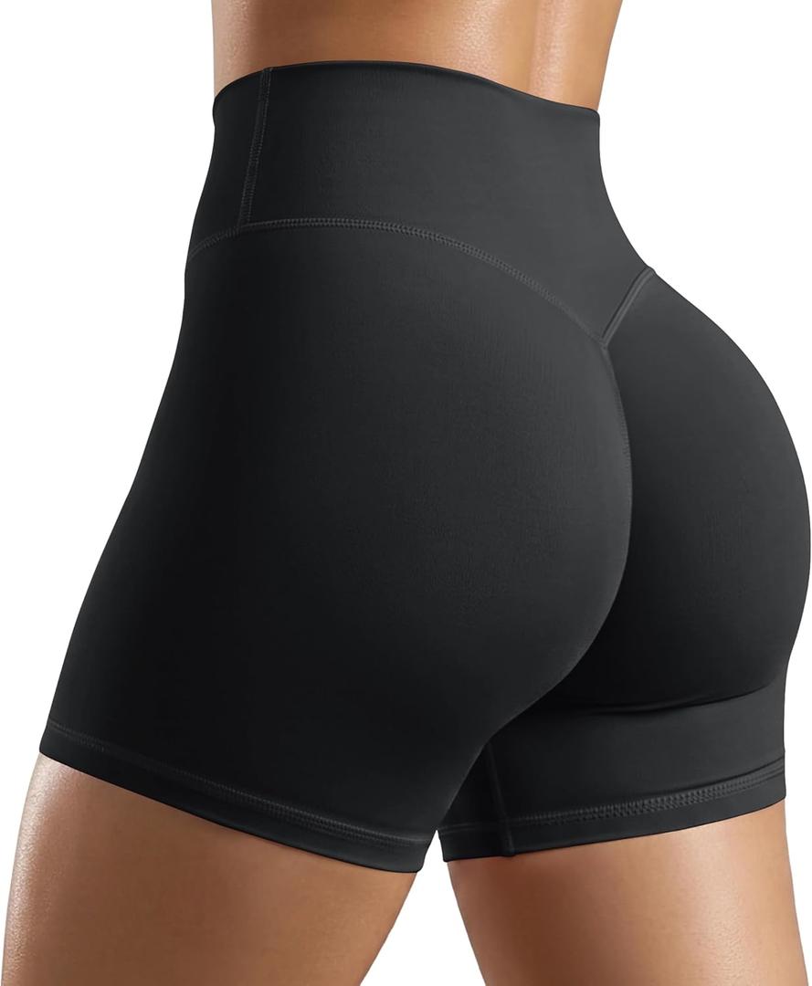 ODODOS Women's Hidden Scrunch Butt Lifting Shorts 5" Inseam - No Front Seam High Waist Booty Sculpting Yoga Biker Shorts, M 