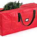 Zober Large Christmas Tree Storage Bag - Fits 9 Ft Artificial Trees - Plastic, Waterproof Christmas Tree Bag For Storage Box For Xmas - Strong, Durable Handles - Label Card Slot - Red