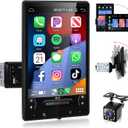 Podofo 10.4" Single Din Radio Car Stereo with Wireless CarPlay & Android Auto, Rotatable Touch Screen, Bluetooth, 16-Band EQ Audio, Mirror Link, SWC, FM, USB, TF, Backup Camera