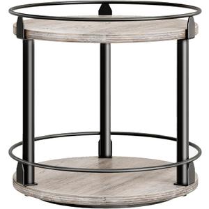 Lazy Susan Organizer, Rotating Spice Rack, 2 Tier Spice Turntable Organizer, Industrial Turntable Spice Holder, for Kitchen Countertop and Cabinet, Compact and Versatile, Greige SR22BG