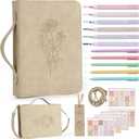 19PCS Floral Bible Cover for Women PU Leather Bible Cases Bible Journaling Kit for Girls Bible Bag with Shoulder Strap &Book Marker 10.47 * 7.48 * 2.17in Highlighter Pens Christian Gift Khaki