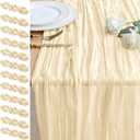12PCS Table Runner Cheesecloth 10FT Beige Boho Gauze Cheese Cloth Rustic Sheer Table Runners for Wedding Bridal Baby Shower Party Decoration