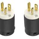 UL Listed NEMA 5-20P Male Electrical Plugs Drop Cord Cap Extension Cord Ends Replacement Connector Commercial Grade 3-Prong Straight Blade 20 Amp 110 120 125 Volt 2-Pole 3-Wire Grounding 2-Pack