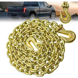 G80 Transport Binder Chain 1/2 in Towing Chain with Clevis Grab Hooks 12,000 lbs Safe Working Load for Towing Tie Down Binding Equipment (1/2In16Ft) Color Zinc
