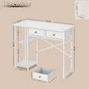 DAOUTIME White Computer Desk, 36 Inch Small Desk with Drawers, Home Office Desk with Storage Shelves for Bedroom, Living Room, Dorm, Vanity Desk for Small Spaces, White, 35.4" W x 15.9" D x 30.5" H