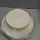 Lullaby 60PCS Ivory Scalloped Plastic Plates with Gold Rim, Disposable Elegant Plates Include 30pcs Dinner Plate 10.25", 30pcs Plastic Dessert Plate 7.5", Perfect for Wedding and Party