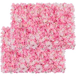 Flower Wall Panel Set, U'Artliens Artificial Wall Flower Backdrop 24x16 Inch 3D Silk Hydrangea Rose Floral Panel for Photo Background Home Party Wedding Backdrop Decoration (12 Pcs, Pink)