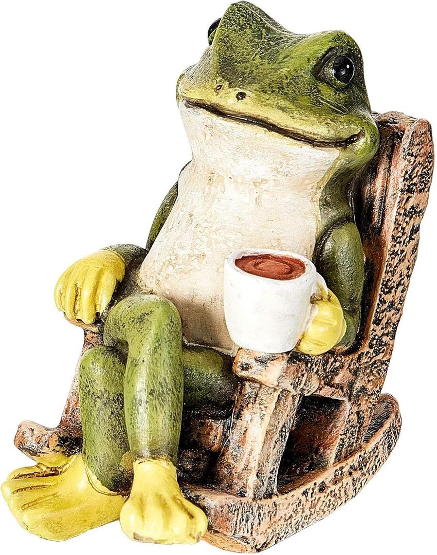 Jetec Miniature Frog Garden Statue Gifts Yard Decorations Fairy Garden Accessories Outdoor Frog Decor Art Housewarming Party Birthday Gift for Patio, Yard, Lawn Ornament for Women Mom Family Friend