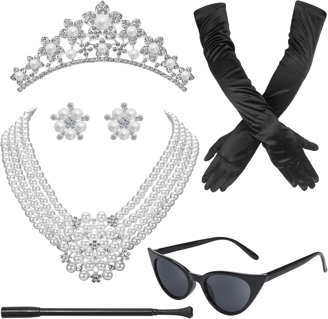 6 Pieces 1920s Accessories for Women, Audrey Hepburn Costume Set Breakfast at Tiffany's Accessories for Halloween Cosplay
