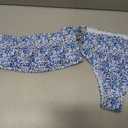 Women's Strapless Ditsy Blue Floral Bikini Set, Backless High Cut Swimwear, Casual 2 Pieces Beach Outfits For Summer Holiday,Vacation Holiday, Medium 