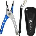 Fishing Pliers, 7.5 Inch, 420 Stainless Steel, Tungsten Carbide Cutters (Blue, 7 inch)