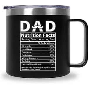 Father's Day Gift, Dad Coffee Mug Cup Gifts from Son Daughter, Gift for Dad Men Husband Uncle - 12 OZ Stainless Steel Insulated Coffee Mug with Handle, Tumbler Cup with Lid