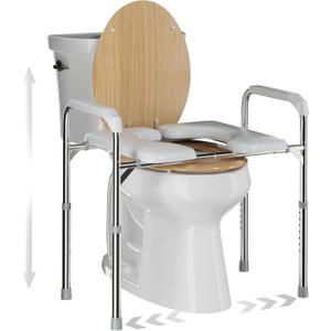 Deewow Raised Toilet Seat with Handles, Toilet Seat Riser for Seniors with Adjustable Height, up to 400lbs, Raised Toilet Seat for Elderly, Pregnant and Handicap, Fit Any Toilet, FSA/HAS Eligible