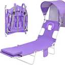 Backpack Beach Tanning Chair with Canopy Sun Shade & Face Hole, 6 Position Folding Lounge Sun Chair for Adults Outside Reading Sunbathing Poolside Camping Lawn, UPF 50+, Patent Design (Purple)