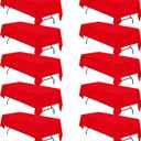 BRILLMAX 10 Pack Red Tablecloths 60 x 126 Inch for 8ft Rectangle Tables - 150 GSM Polyester Fabric, 15" Standard Drop, Water, Stain & Wrinkle Resistant Cloth Cover for Wedding Banquet Dining Buffet