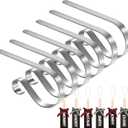 Palonu 8 Pack Christmas Stocking Holders for Mantle, Metal Stocking Hooks with Non-Slip Pads, Multi-uses Stocking Hangers Clips for Xmas Ornaments, Tables Window Fireplace Mantle Decoration (Nickel)