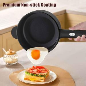 Dezin Hot Pot Electric, 2L Non-Stick Sauté Pan, Rapid Noodles Cooker, Mini Portable Pot for Steak, Egg, Fried Rice, Ramen, Oatmeal, Soup with Power Adjustment, College Dorm Room Essential