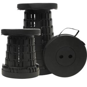 JAEMEYEM Upgraded Collapsible Stool Chair, Folding Stool, Lightweight, Sturdy, Adjustable, Portable, Foldable Seat Stools for Outdoor Camping Fishing Hiking BBQ (1 pack, Black)