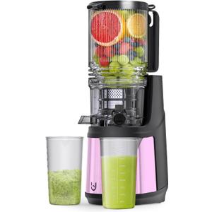 5.8" Wide Feed Slow Masticating Juicer, Whole Fruits & Vegetables, No Pre-Cutting Needed,Maximize Nutrient & Juice Yield,Pink