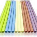 HAPPY CREATE Reusable Silicone Washable Softy Drinking Straws Snap Openable & Washable Straight Smoothie Flexible Straw Hot and Cold Compatible (15, citron+pink duck+cream+pool+orchid, 10 inch 10mm)