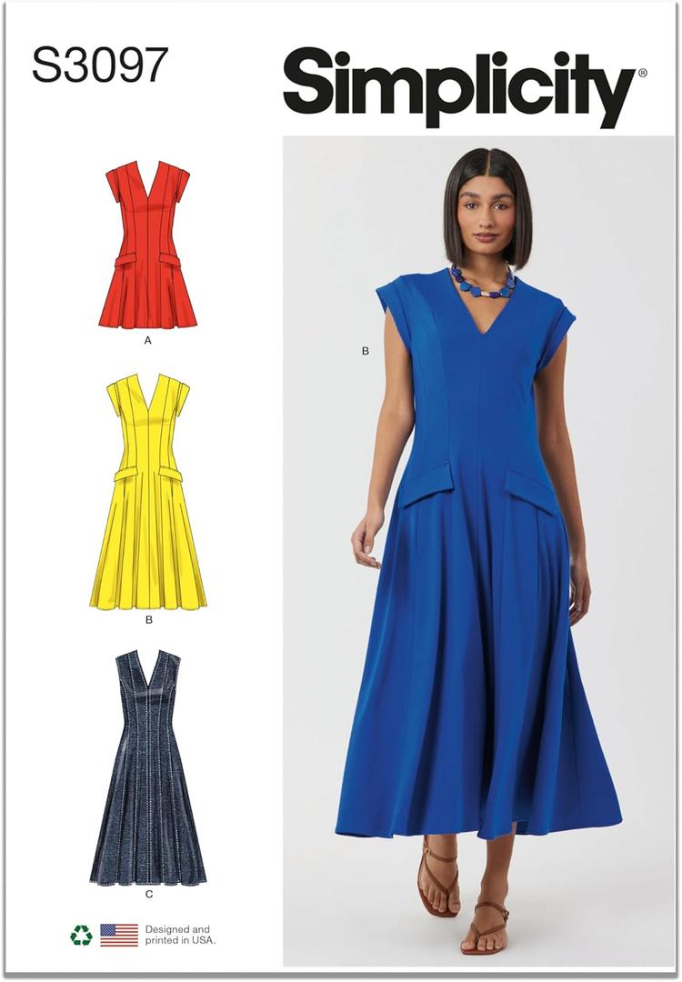 Simplicity SS3097K5 Misses' Fit and Flare Dress Sewing Pattern Packet, Design Code S3097, Sizes 8-10-12-14-16