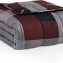 L'AGRATY Weighted Blanket - 48"x72" 15lbs Cooling Breathable Heavy Blanket Microfiber Material with Glass Beads for Adult All-Season Summer Fall Winter Soft Thick Comfort (17-red and Black Checkered Pattern)