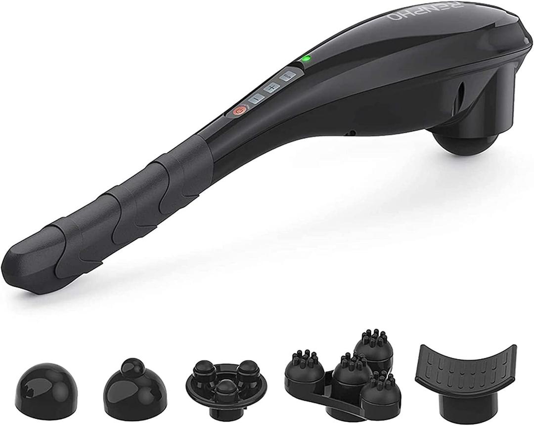 RENPHO Rechargeable Handheld Back Massager, Cordless Electric Neck Massage Tool for Shoulder, Foot, Leg, Calf, Christmas Birthday Gifts for Women and Men (6 Piece Set)
