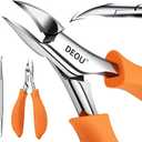 DEOU Podiatrist Toenail Clippers Ingrown Toenail Tools for Thick Nails and Inlaid Nails, Manicure and Pedicure Clippers, Heavy Duty Nail Clippers, Pedicure Tools (Orange+Nail Remover)