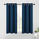 NICETOWN Moroccan Blue Blackout Curtain Panels 48 inch Long Set of 2 for Bedroom, Thermal Insulated Grommet Top Light Blocking Draperies and Drapes for Basement (W34)
