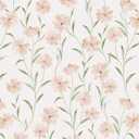 Pink Floral Wallpaper Peel and Stick Daisy Wallpaper TexturedBoho Contact Paper Removable Vintage Stick on Self Adhesive for Bedroom Bathroom Cabinets, Pink Green, 17.3 x 394inch