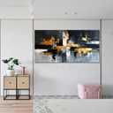 Abstract Black and White Wall Art Decor Gold Artwork for Walls 24" X 48"